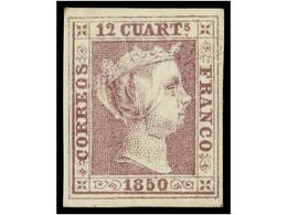 72 (*) ESPAÑA. Ed.2. <B>12 Cuartos</B> Lila. PIEZA DE LUJO. Cert. COMEX. Cat. 3.375?. - Other & Unclassified