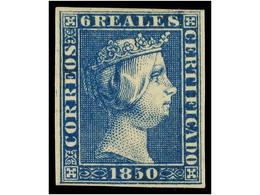 76 (*) ESPAÑA. Ed.4. <B>6 Reales</B> Azul.<B> </B>MAGNÍFICO EJEMPLAR. Cert. GRAUS. Cat. 4.575?. - Autres & Non Classés