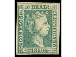 77 (*) ESPAÑA. Ed.5. <B>10 Reales</B> Verde. PIEZA DE LUJO. Cert. GRAUS. Cat. 6.300?. - Other & Unclassified