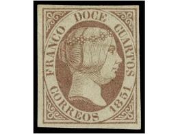 80 (*) ESPAÑA. Ed.7. <B>12 Cuartos</B> Lila. PIEZA DE LUJO. Cert. GRAUS. Cat. 6.000?. - Other & Unclassified