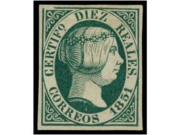 87 (*) ESPAÑA. Ed.11. <B>10 Reales</B> Verde.<B> </B>PIEZA DE LUJO. Cert. COMEX. Cat. 4.025?. - Other & Unclassified