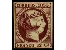 96 * ESPAÑA. Ed.18. <B>12 Cuartos</B> Lila Oscuro. Color Excepcional, Márgenes Ajustados Pero Absolutamente Completos. C - Altri & Non Classificati