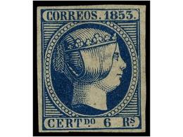 100 (*) ESPAÑA. Ed.21. <B>6 Reales</B> Azul. PIEZA DE LUJO. Cert. GRAUS Y COMEX. Cat. 4.375?. - Other & Unclassified