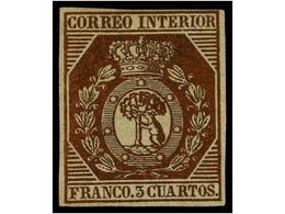 105 * ESPAÑA. Ed.23. <B>3 Cuartos</B> Bronce Dorado. Excelente Color Y Plena Goma Original. MAGNÍFICO EJEMPLAR. Cert. GR - Andere & Zonder Classificatie