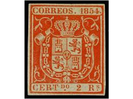 108 (*) ESPAÑA. Ed.25. <B>2 Reales</B> Bermellón. MAGNÍFICO EJEMPLAR. Cert. GRAUS. Cat. 2.225?. - Autres & Non Classés