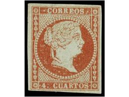 129 (*) ESPAÑA. Ed.40. <B>4 Cuartos</B> Rojo. MAGNÍFICO EJEMPLAR. Cat. 375?. - Sonstige & Ohne Zuordnung