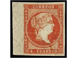 133 ** ESPAÑA. Ed.44. <B>4 Cuartos</B> Rojo. PIEZA DE LUJO. - Other & Unclassified