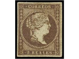 134 (*) ESPAÑA. Ed.46. <B>2 Reales</B> Violeta. MAGNÍFICO EJEMPLAR. Cert. COMEX. Cat. 660?. - Otros & Sin Clasificación