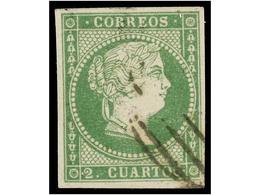 136 ° ESPAÑA. Ed.47. <B>2 Cts.</B> Verde. LUJO. Cat. 59?. - Sonstige & Ohne Zuordnung