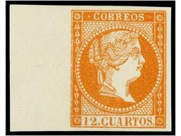 144 ** ESPAÑA. Ed.NE 1. <B>NO EMITIDO. 12 Cuartos</B> Naranja, Esquina De Pliego. LUJO. Cat. 215?. - Sonstige & Ohne Zuordnung