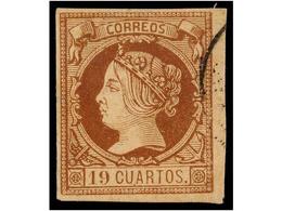 152 ° ESPAÑA. Ed.54. <B>19 Cuartos</B> Castaño. MUY BONITO EJEMPLAR. Cert. E. SORO. Cat. 2.065?. - Sonstige & Ohne Zuordnung