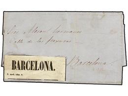 155 ESPAÑA. 1863. CALAF A BARCELONA. Circulada Privadamente. Etiqueta De Recadero Con Inscripción <B>BARCELONA.</B> RARA - Otros & Sin Clasificación