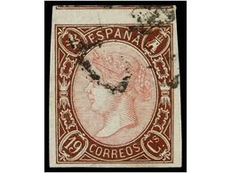 168 ° ESPAÑA. Ed.71. <B>19 Cuartos</B> Castaño Y Rosa. MUY BONITO EJEMPLAR. Cert. GRAUS. Cat. 1.100?. - Other & Unclassified