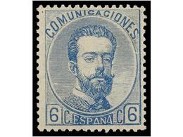 215 ** ESPAÑA. Ed.119. <B>6 Cts.</B> Azul. PIEZA DE LUJO. Cert. COMEX. Cat. 210?. - Otros & Sin Clasificación