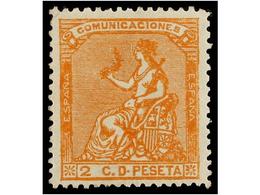 220 ** ESPAÑA. Ed.131. <B>2 Cts.</B> Naranja. PIEZA DE LUJO. - Other & Unclassified