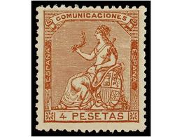 225 ** ESPAÑA. Ed.139. <B>4 Pts.</B> Castaño. Excelente Color Y Centraje. PIEZA DE LUJO. Cert. CEM. Cat. 990?. - Sonstige & Ohne Zuordnung