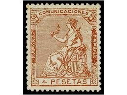 226 (*) ESPAÑA. Ed.139. <B>4 Pts.</B> Castaño. Excelente Centraje, Dentado Ligeramente Retocado (no Consta En El Certifi - Andere & Zonder Classificatie