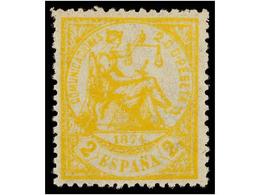 231 * ESPAÑA. Ed.143. <B>2 Cts.</B> Amarillo. PIEZA DE LUJO. - Otros & Sin Clasificación