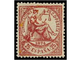 233 * ESPAÑA. Ed.147ec. <B>25 Cts.</B> Carmín<B> CAMBIO DE COLOR. </B>Excelente Centraje. MAGNÍFICO. Cat. 540?. - Sonstige & Ohne Zuordnung