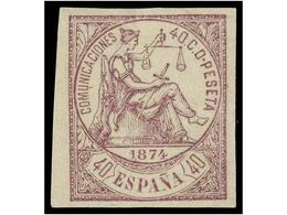 235 ** ESPAÑA. Ed.148s. <B>40 Cts.</B> Violeta<B> SIN DENTAR.</B> LUJO. Cat. 335?. - Autres & Non Classés