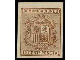 239 * ESPAÑA. Ed.153s. <B>10 Cts.</B> Castaño<B> SIN DENTAR.</B> LUJO. Cat. 117?. - Sonstige & Ohne Zuordnung