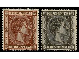 258 * ESPAÑA. Ed.167, 169. <B>40 Cts.</B> Casataño Y <B>1 Pta.</B> Negro. Colores Intensos Y Centrajes Aceptables Para E - Sonstige & Ohne Zuordnung