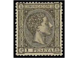 260 ** ESPAÑA. Ed.169. <B>1 Pta.</B> Negro. Excelente Centraje. PIEZA DE LUJO. Cat. 275?. - Sonstige & Ohne Zuordnung