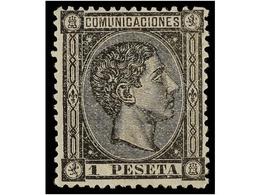 261 * ESPAÑA. Ed.169. <B>1 Pta.</B> Negro. Muy Buen Centraje Para Esta Emisión. MUY BONITO EJEMPLAR. Cert. GRAUS. Cat. 2 - Sonstige & Ohne Zuordnung