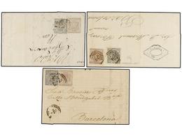 272 ESPAÑA. Ed.172A (6). 1875. Conjunto De 5 Cartas Usadas En REUS, TORTOSA Y TARRAGONA Con Sello De <B>5 Cts.</B> Negro - Andere & Zonder Classificatie