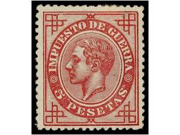 282 * ESPAÑA. Ed.187. <B>5 Pts.</B> Rosa. PIEZA DE LUJO. Cert. GRAUS. Cat. 1.045?. - Other & Unclassified