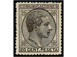 288 * ESPAÑA. Ed.193. <B>20 Cts.</B> Negro. PIEZA DE LUJO. Cert. GRAUS. Cat. 265?. - Otros & Sin Clasificación