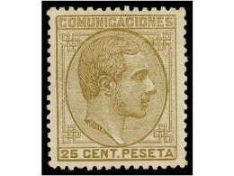 289 * ESPAÑA. Ed.194. <B>25 Cts.</B> Sepia Oliva. PIEZA DE LUJO. - Otros & Sin Clasificación