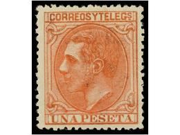 299 * ESPAÑA. Ed.207. <B>1 Pta.</B> Rosa. Color Y Centraje Excepcionales. PIEZA DE LUJO. Cert. GRAUS. - Other & Unclassified