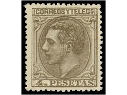 300 * ESPAÑA. Ed.208. <B>4 Pts.</B> Gris. Excelente Color Y Centraje. PIEZA DE LUJO. Cert. GRAUS. Cat. 1.045?. - Other & Unclassified