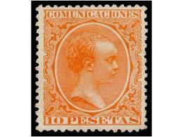 316 ** ESPAÑA. Ed.228. <B>10 Pts.</B> Naranja. Color Muy Fresco Y Excelente Centraje, Muy Raro Sin Fijasellos. PIEZA DE  - Other & Unclassified