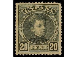 327 ** ESPAÑA. Ed.247. <B>20 Cts.</B> Negro, Numeración 000.000. Excelente Centraje. LUJO. - Autres & Non Classés