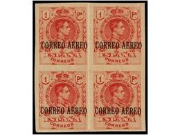 348 (*) ESPAÑA. Ed.292/96s. SERIE COMPLETA (4 Valores) En Bloques De Cuatro<B> SIN DENTAR</B>, Sello De 1 Pta. Doblez Ve - Altri & Non Classificati