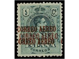 352 * ESPAÑA. Ed.292hhh. <B>5 Cts.</B> Verde. <B>HABILITACIÓN TRIPLE. </B>RARO. Cat. 187?. - Altri & Non Classificati