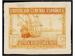 385 ESPAÑA. Ed.438. <B>PRUEBA DE PUNZÓN. 15 Cts.</B> Naranja (Gálvez 2394). Leves Manchas. MUY RARA. - Sonstige & Ohne Zuordnung