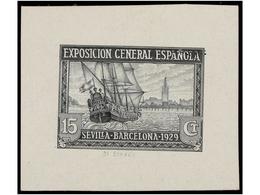 386 ESPAÑA. Ed.438. <B>PRUEBA DE PUNZÓN. 15 Cts.</B> Negro (Gálvez 2390). RARA. - Sonstige & Ohne Zuordnung