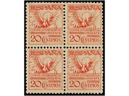 414 ** ESPAÑA. Ed.592A (4). <B>20 Cts.</B> Rojo. Bloque De Cuatro. LUJO. Cat. 680?. - Sonstige & Ohne Zuordnung