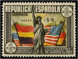 490 ** ESPAÑA. Ed.765. <B>Aéreo + 5 Pts. </B>multicolor. LUJO. Cert. GRAUS. Cat. 835?. - Autres & Non Classés