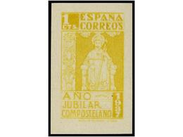 557 ** ESPAÑA. Ed.833. <B>ENSAYO DE COLOR Amarillo. 1 CTS </B>(sin El Nº5). Pliegue Natural De Goma. MUY RARO. - Other & Unclassified