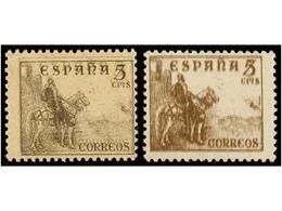 672 ** ESPAÑA. Ed.1044ed (2). <B>5 Cts.</B> Castaño Y Castaño Oscuro. 2 Sellos<B> DOBLE IMPRESIÓN.</B> - Sonstige & Ohne Zuordnung