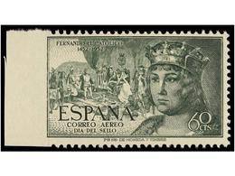 693 ** ESPAÑA. Ed.1111smi. <B>FERNANDO AÉREO. 60 Cts.</B> Verde. 2 Sellos<B> SIN DENTAR MARGEN IZQUIERDO.</B> - Sonstige & Ohne Zuordnung