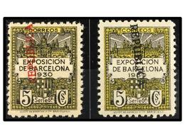 747 */ ESPAÑA: AYUNTAMIENTO DE BARCELONA. Ed.6. <B>5 Cts.</B> Verde. Habilitado <B>REPUBLICA. </B>Dos Sellos En Nuevo Co - Andere & Zonder Classificatie