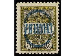 755 ** ESPAÑA: AYUNTAMIENTO DE BARCELONA. Ed.NE 6hi. <B>NO EMITIDO. 5 Cts.</B> <B>HABILITACIÓN INVERTIDA. </B>RARO. Cat. - Sonstige & Ohne Zuordnung