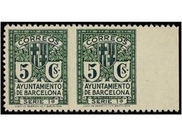 765 * ESPAÑA: AYUNTAMIENTO DE BARCELONA. Ed.9spha, 10smd. <B>5 Cts.</B> Dos Sellos <B>SIN DENTAR MARGEN DERECHO.</B> - Otros & Sin Clasificación