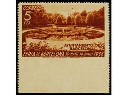 782 * ESPAÑA: AYUNTAMIENTO DE BARCELONA. Ed.15smzs. <B>5 Cts.</B> Castaño.<B> SIN DENTAR MARGEN INFERIOR. </B>MUY RARO.  - Otros & Sin Clasificación