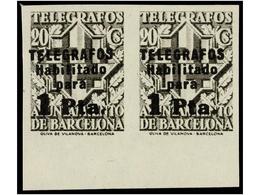 820 (*) ESPAÑA: AYUNTAMIENTO DE BARCELONA. Ed.T-17As/Fs. <B>TELÉGRAFOS. VALORES COMPLEMENTARIOS. </B>Serie Completa En P - Sonstige & Ohne Zuordnung